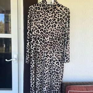 Chico's Black and Cream Animal Print Dress sz large new w/tags
